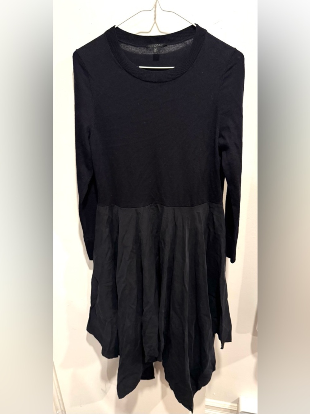 COS asymmetrical wool lyocell dress tunic flowy party office stretch fashion S